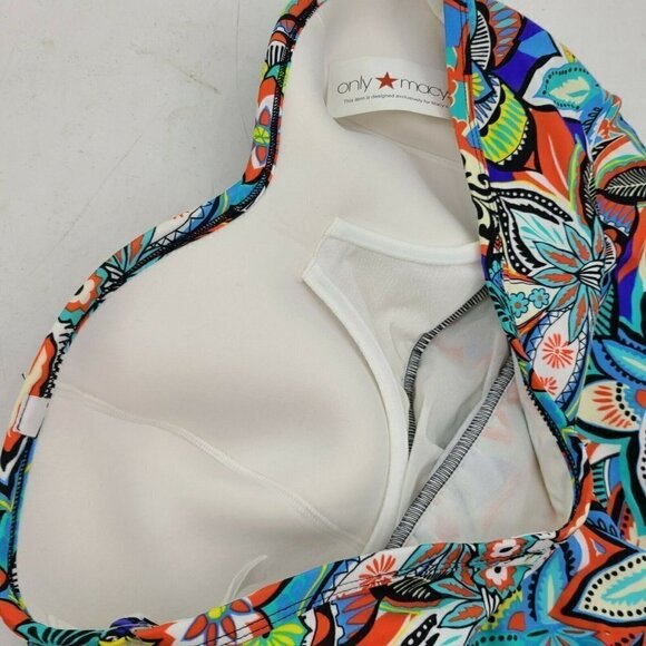 New Swim Solutions Fiesta Print Swimsuit Womens 20 Shirred Bandeau One Piece - Picture 5 of 6